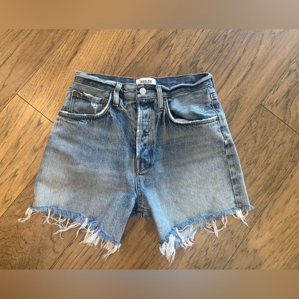 Agolde Riley High Rise Shorts 4.5" - Picture 2 of 8